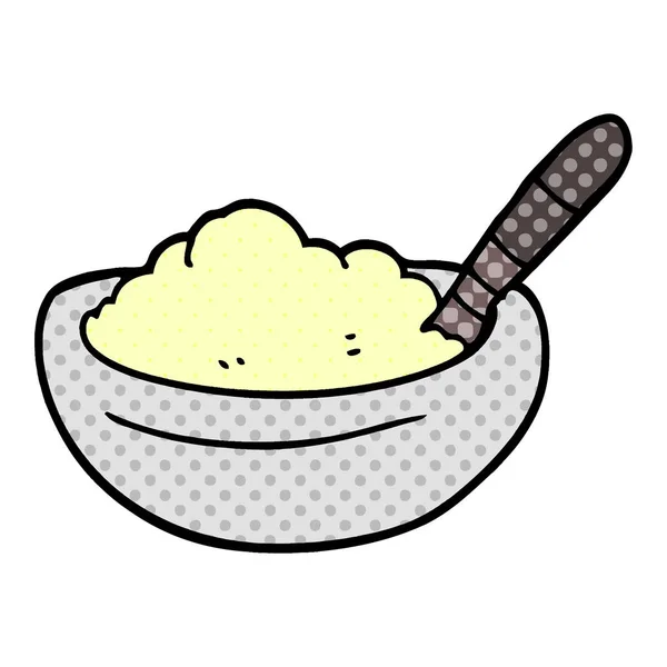 Doodle Kreskówka Miska Puree Ziemniaczanym — Wektor stockowy