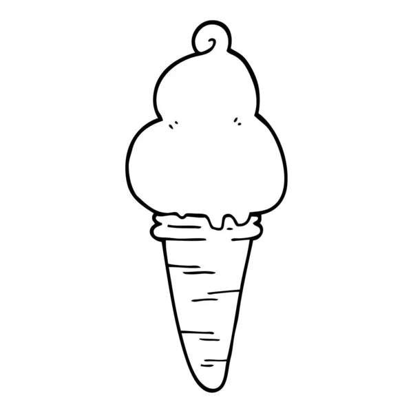 Рисование Линии Мультяшного Мороженого — стоковый вектор