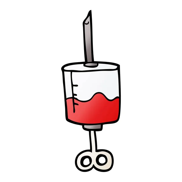 Cartoon Doodle Siringa Riempita Sangue — Vettoriale Stock