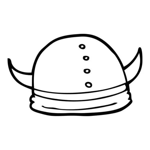 Linha Desenho Desenho Animado Viking Capacete —  Vetores de Stock