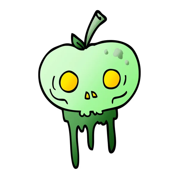 Vetor Gradiente Ilustração Cartoon Halloween Apple — Vetor de Stock