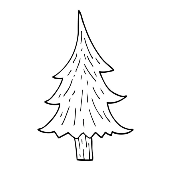 Lijntekening Cartoon Pijnbomen — Stockvector