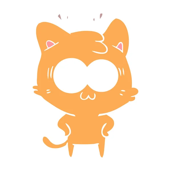 Flache Farbe Stil Cartoon Überrascht Katze — Stockvektor