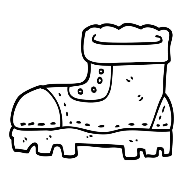 Linha Desenho Caricatura Trabalho Boot — Vetor de Stock