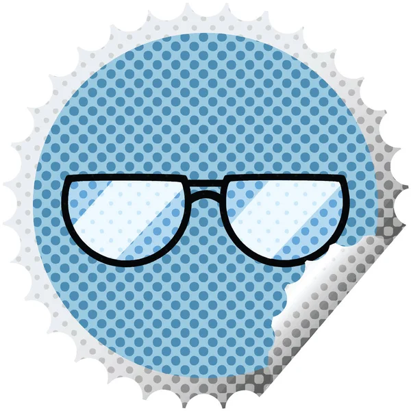 Óculos Gráfico Vetor Ilustração Redondo Adesivo Carimbo — Vetor de Stock