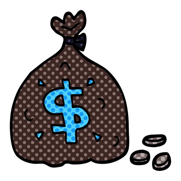 Cartoon Doodle Bag Dollars — Stock Vector