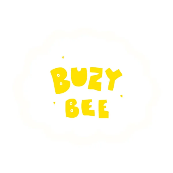 Egale Kleur Illustratie Van Buzy Bee Tekst Symbool — Stockvector