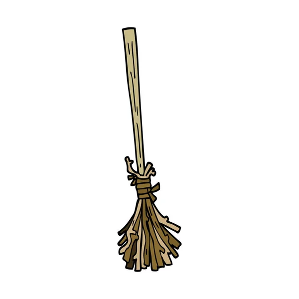 Kreskówka Doodle Magic Broom Laski — Wektor stockowy