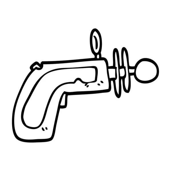 Línea Dibujo Caricatura Rayo Pistola — Vector de stock