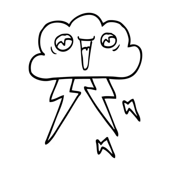 Desenho Linha Desenhos Animados Nuvem Trovão — Vetor de Stock