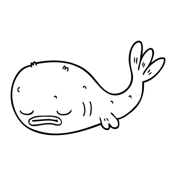 Line Drawing Cartoon Fish — Stock Vector