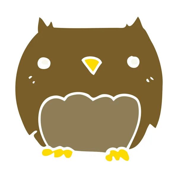 Cute Flat Color Style Cartoon Owl — Stock Vector