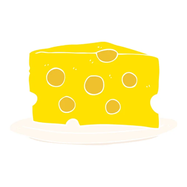 Culoare Plat Ilustrație Brânză — Vector de stoc