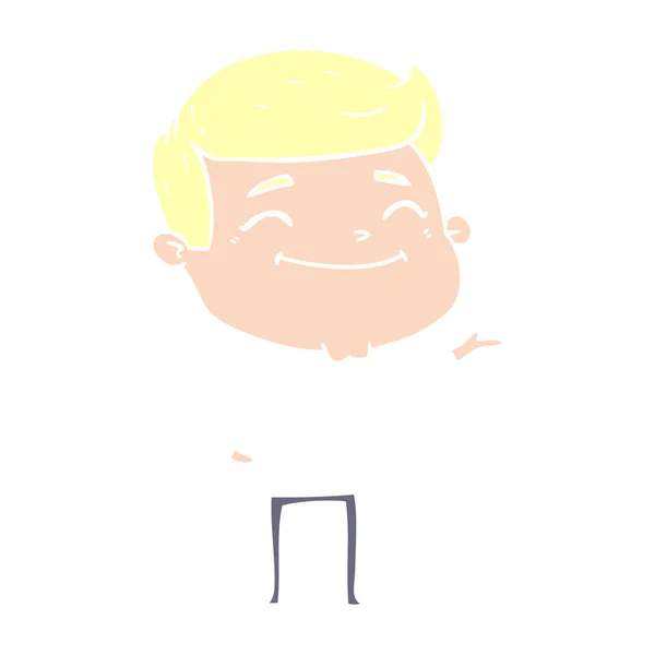 Muž Šťastný Plochý Barevný Karikatura Styl — Stockový vektor