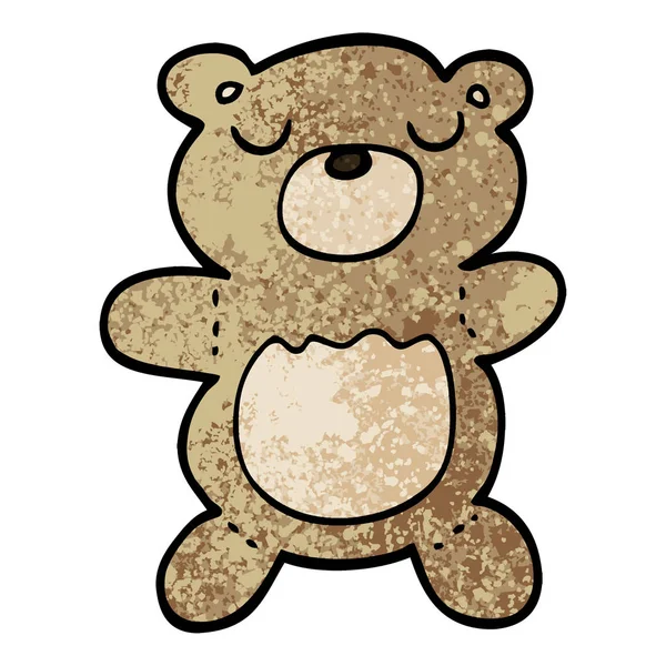 Grunge Texturierte Illustration Cartoon Teddybär — Stockvektor