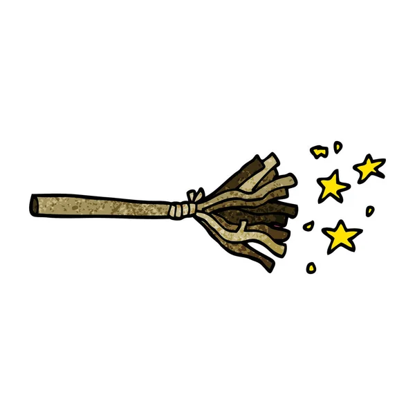 Kreskówka Doodle Magic Broom Laski — Wektor stockowy