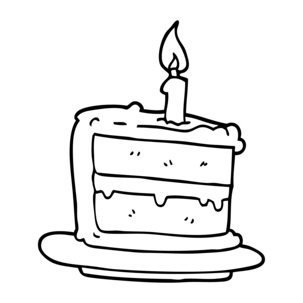 Line Drawing Cartoon Birthday Cake — Stock Vector