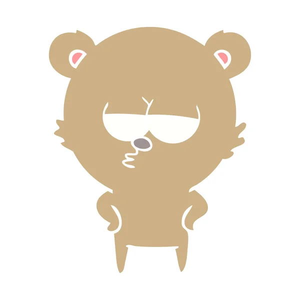Znuděný Medvěd Plochý Barevný Styl Kreslený — Stockový vektor