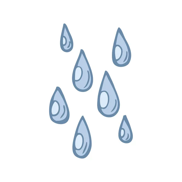 Flat Color Illustration Raindrops — Stock Vector