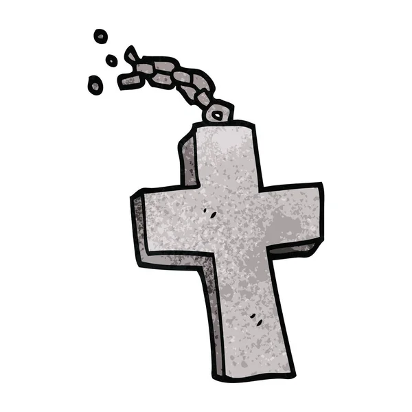 Dessin Animé Doodle Croix Argent — Image vectorielle