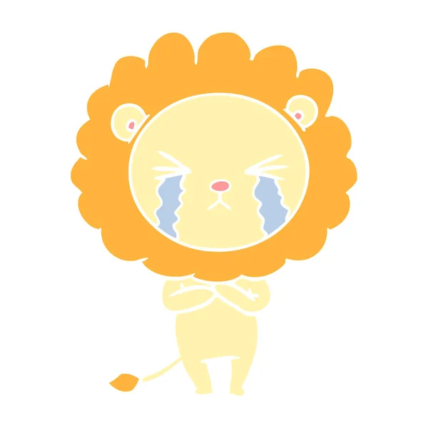 扁平颜色风格动画片哭泣的狮子 — 图库矢量图片