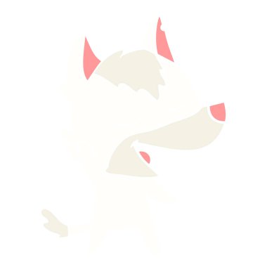 düz renk tarzı çizgi film kurt gülüyor