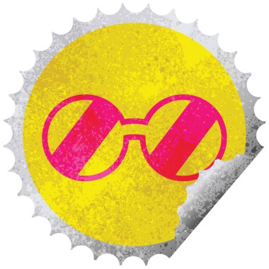 Gözlük grafik vektör çizim dairesel peeling etiket