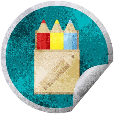 paketi kalem grafik vektör çizim dairesel etiket renklendirme