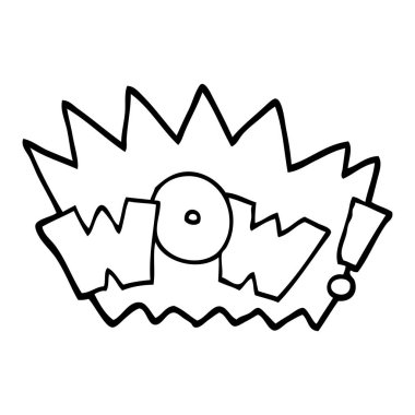 siyah beyaz çizgi film kelime wow