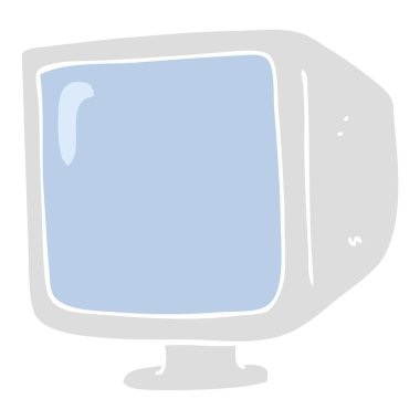 eski bilgisayar monitörü düz renkli çizimi