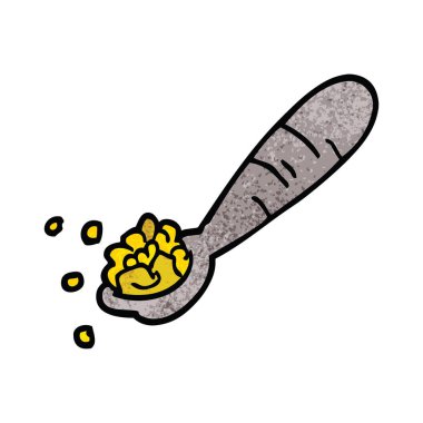 çizgi film doodle kaşık mısır gevreği