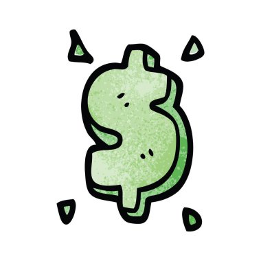 Doodle dolar işareti karikatür