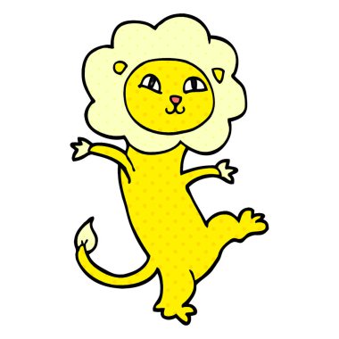 çizgi film doodle mutlu aslan