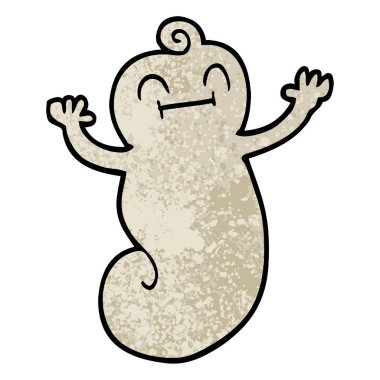 Grunge dokulu illüstrasyon karikatür mutlu hayalet