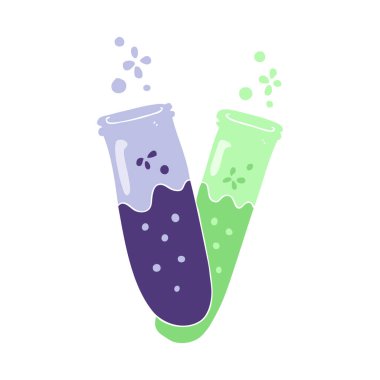 test tüpleri kimyasallar düz renkli çizimi