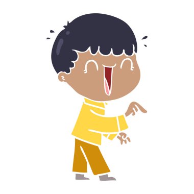 düz renk tarzı çizgi film adam parmak işaret