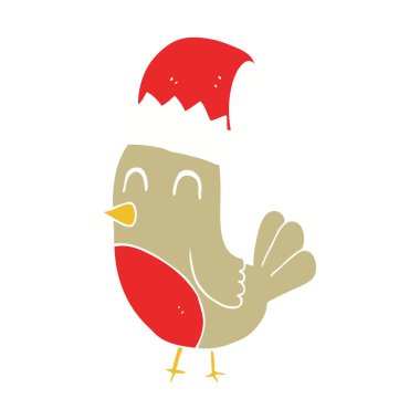 Noel robin düz renkli çizimi