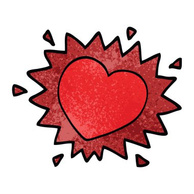 çizgi film doodle yanan kalp