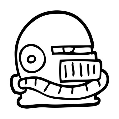 siyah beyaz çizgi film fütüristik kask