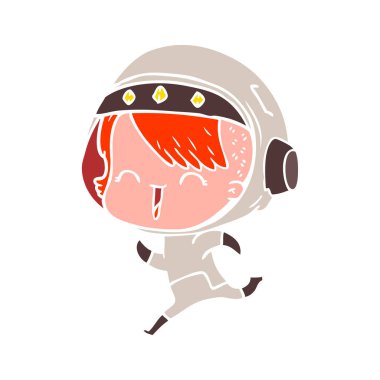 mutlu düz renk tarzı çizgi film alan kız