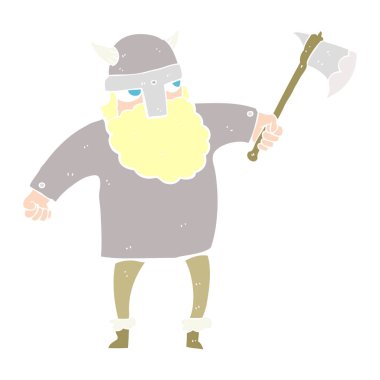 viking savaşçısı düz renkli çizimi
