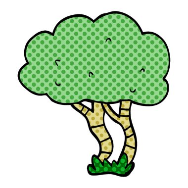 çizgi film doodle ağaç vektör çizim
