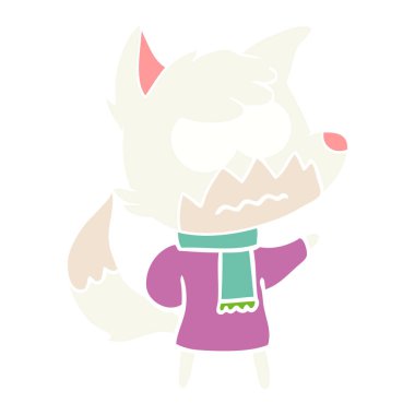 düz renk stil çizgi film fox rahatsız