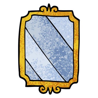 Grunge dokulu illüstrasyon karikatür ayna