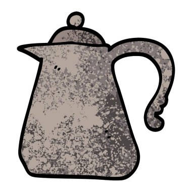 Grunge dokulu illüstrasyon karikatür su ısıtıcısı