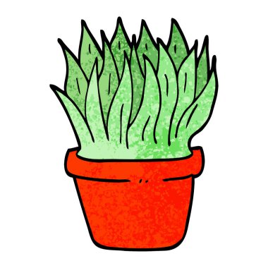 Grunge illüstrasyon karikatür ev bitki dokulu