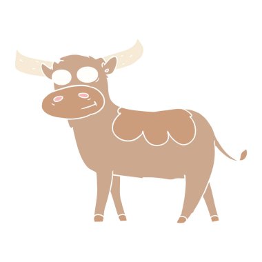 düz renk tarzı çizgi film boğa