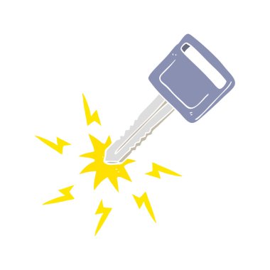 Elektrikli araba anahtar düz renkli çizimi