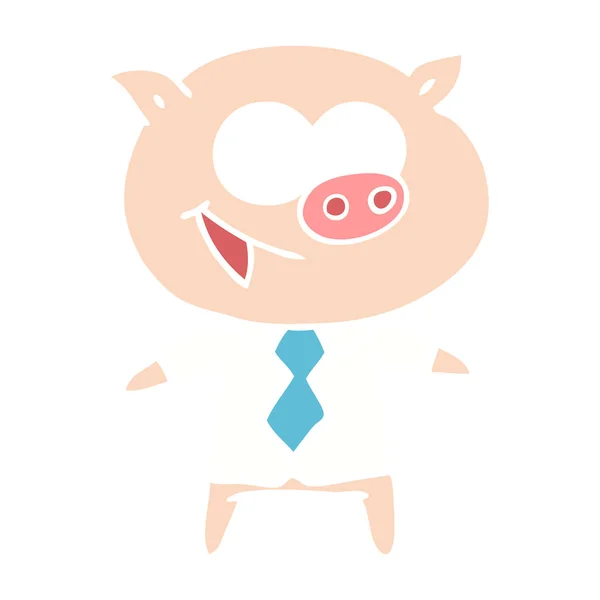 Cochon Gai Dans Les Vêtements Bureau — Image vectorielle