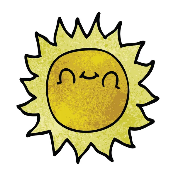 Desenho Animado Doodle Luz Sol Feliz — Vetor de Stock